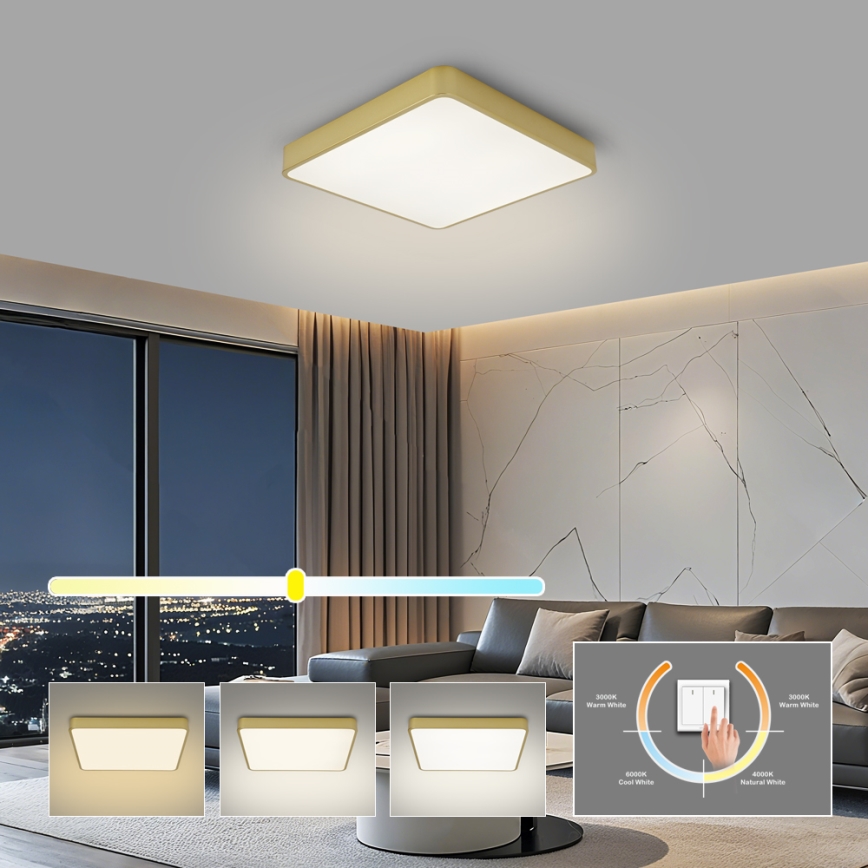 Brilagi - LED-takarmatur POOL LED/48W/230V 3000/4000/6000K 50x50 cm guldig