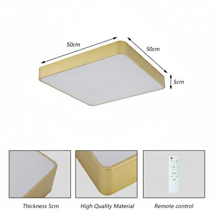 Brilagi - LED-takarmatur POOL LED/48W/230V 3000/4000/6000K 50x50 cm guldig