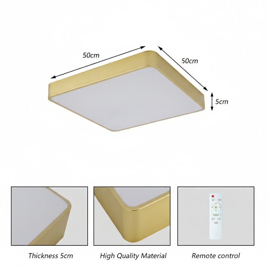 Brilagi - LED-takarmatur POOL LED/48W/230V 3000/4500/6000K 50x50 cm guldig