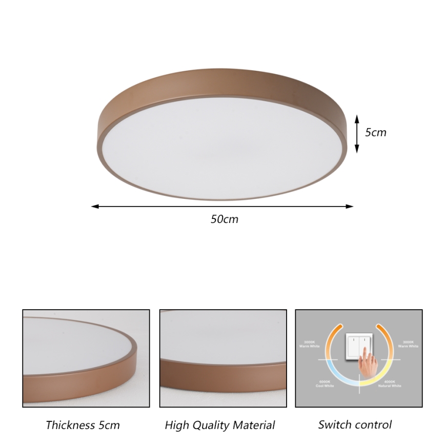 Brilagi - LED takarmatur POOL LED/60W/230V 3000/4000/6000K Ø 50 cm brun