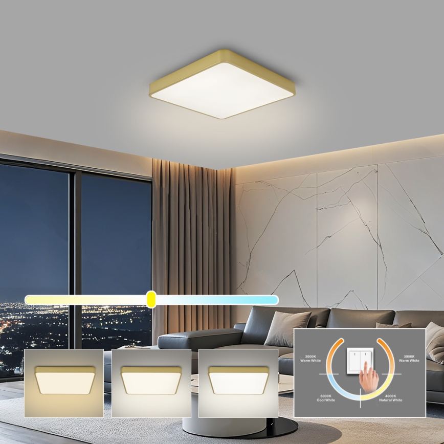 BRILAGI - LED-takarmatur POOL SQUARE LED/36W/230V 3000/4000/6000K 40x40 cm guld