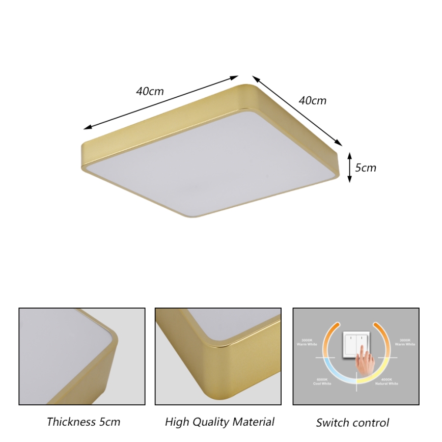 BRILAGI - LED-takarmatur POOL SQUARE LED/36W/230V 3000/4000/6000K 40x40 cm guld