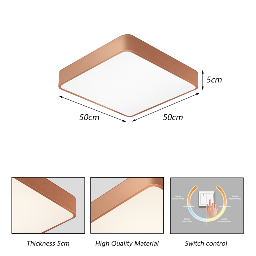 BRILAGI - LED takarmatur POOL SQUARE LED/48W/230V 3000/4000/6000K 50x50 cm i brons