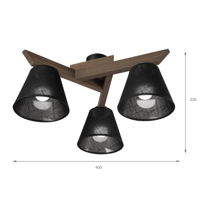 Brilagi - LED Taklampa ANTHONY 3xE14/40W/230V ek valnöt/svart