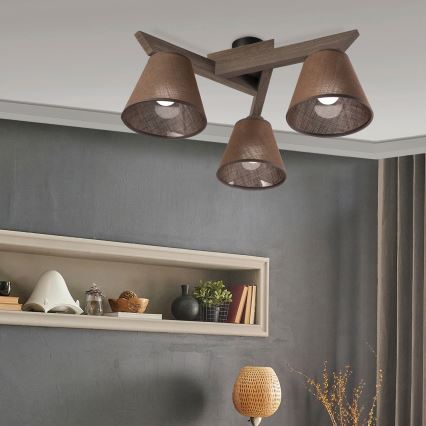 Brilagi - LED Taklampa ANTHONY 3xE14/40W/230V ek valnöt/brun