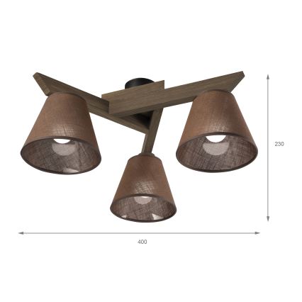 Brilagi - LED Taklampa ANTHONY 3xE14/40W/230V ek valnöt/brun