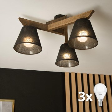 Brilagi - LED Taklampa ANTHONY 3xE14/40W/230V ek valnöt/svart