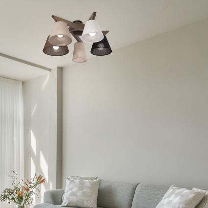 Brilagi - LED Taklampa ANTHONY 5xE14/40W/230V ek valnöt