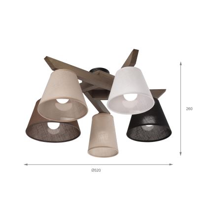 Brilagi - LED Taklampa ANTHONY 5xE14/40W/230V ek valnöt