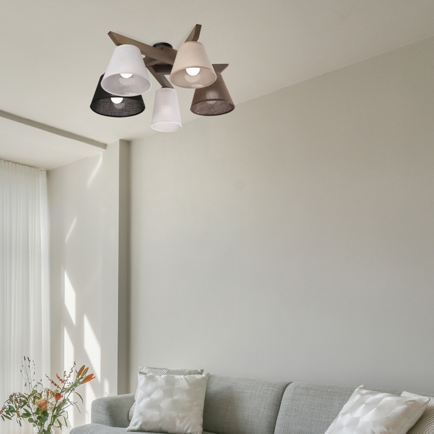 Brilagi - LED Taklampa ANTHONY 5xE14/40W/230V ek valnöt