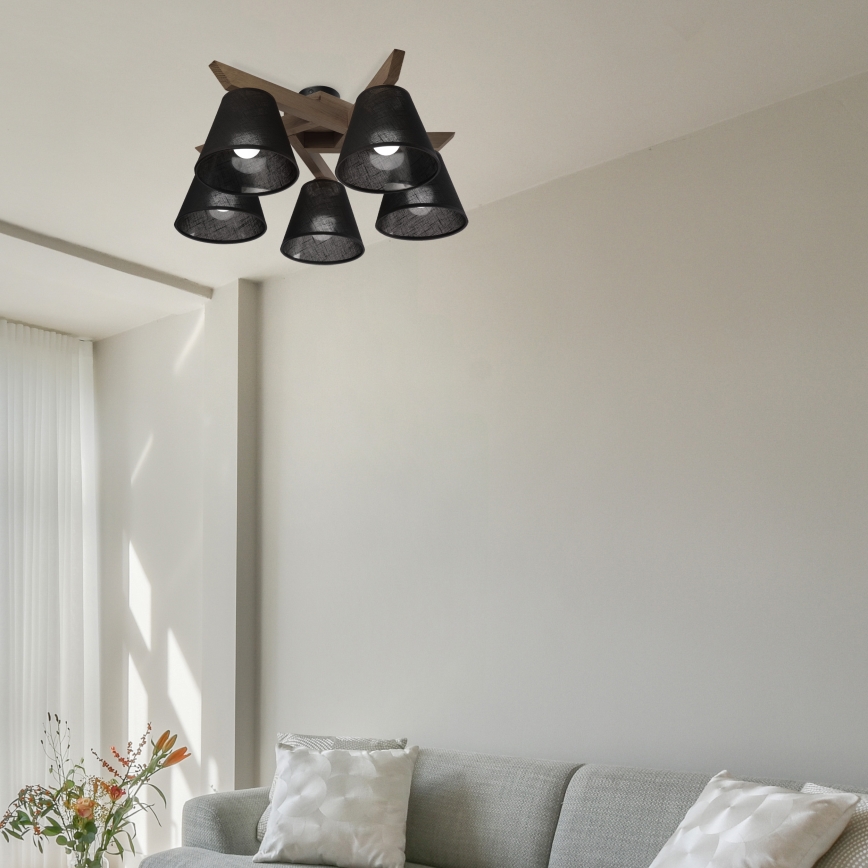 Brilagi - LED Taklampa ANTHONY 5xE14/40W/230V ek valnöt/svart