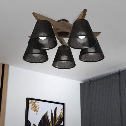 Brilagi - LED Taklampa ANTHONY 5xE14/40W/230V ek valnöt/svart