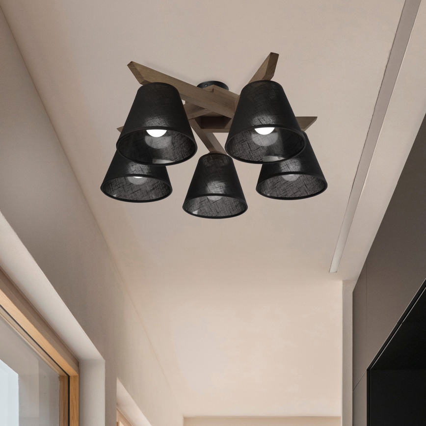 Brilagi - LED Taklampa ANTHONY 5xE14/40W/230V ek valnöt/svart