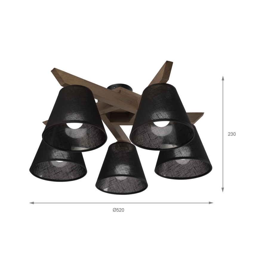 Brilagi - LED Taklampa ANTHONY 5xE14/40W/230V ek valnöt/svart