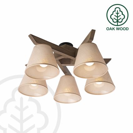 Brilagi - LED Taklampa ANTHONY 5xE14/40W/230V ek valnöt/beige