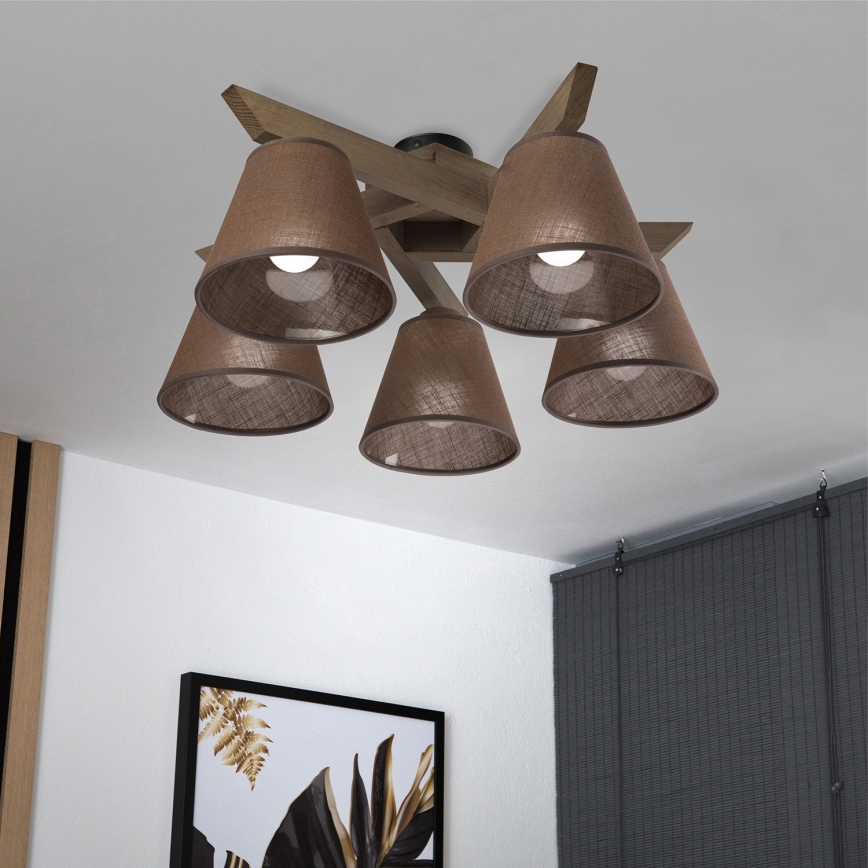 Brilagi - LED Taklampa ANTHONY 5xE14/40W/230V ek valnöt/brun