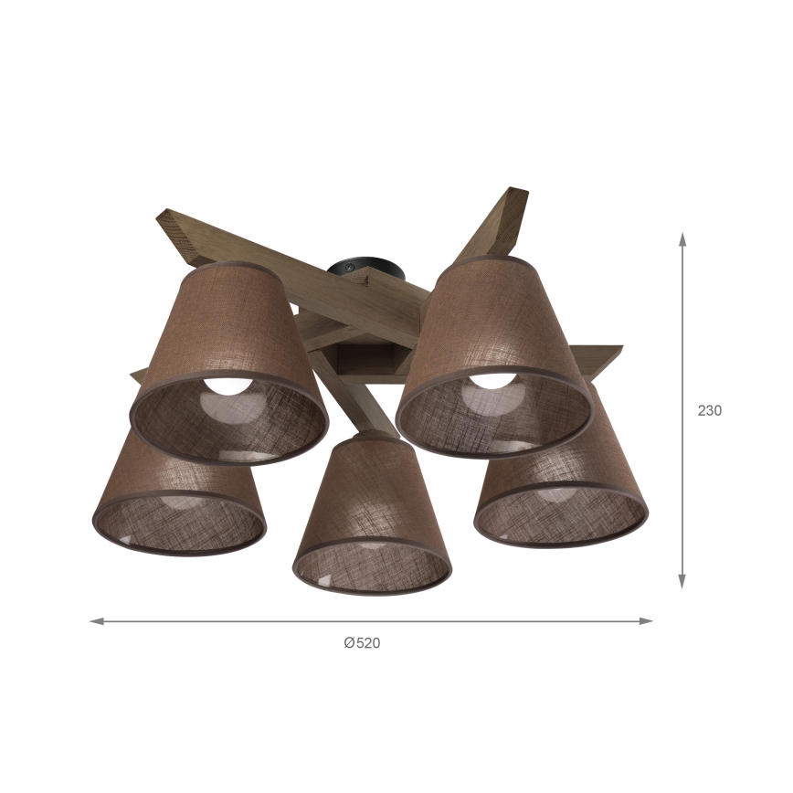 Brilagi - LED Taklampa ANTHONY 5xE14/40W/230V ek valnöt/brun