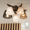 Brilagi - LED Taklampa ANTHONY 5xE14/40W/230V ek valnöt