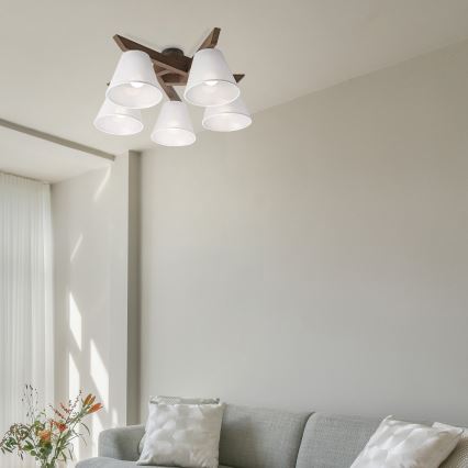 Brilagi - LED Taklampa ANTHONY 5xE14/40W/230V ek valnöt/vit