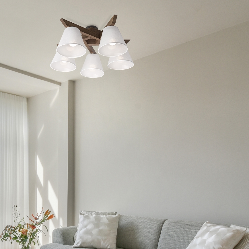 Brilagi - LED Taklampa ANTHONY 5xE14/40W/230V ek valnöt/vit