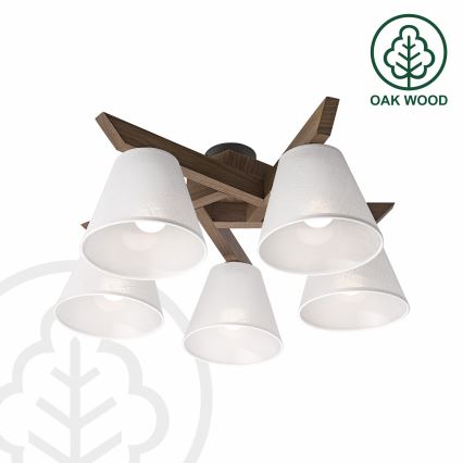 Brilagi - LED Taklampa ANTHONY 5xE14/40W/230V ek valnöt/vit