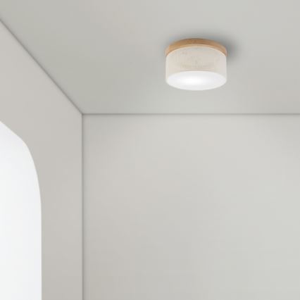 Brilagi - LED Taklampa BELLADONNA 1xE27/15W/230V diameter 30 cm grädde/ek