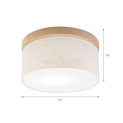 Brilagi - LED Taklampa BELLADONNA 1xE27/15W/230V diameter 30 cm grädde/ek