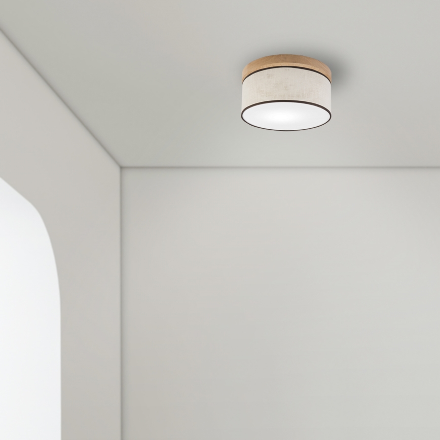 Brilagi - LED Taklampa BELLADONNA 1xE27/15W/230V diameter 30 cm grädde/ek