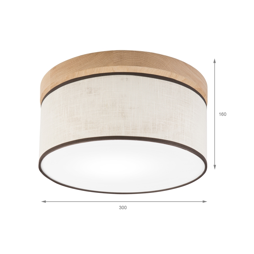 Brilagi - LED Taklampa BELLADONNA 1xE27/15W/230V diameter 30 cm grädde/ek