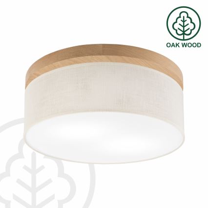 Brilagi - LED Taklampa BELLADONNA 2xE27/15W/230V diameter 40 cm grädde/ek