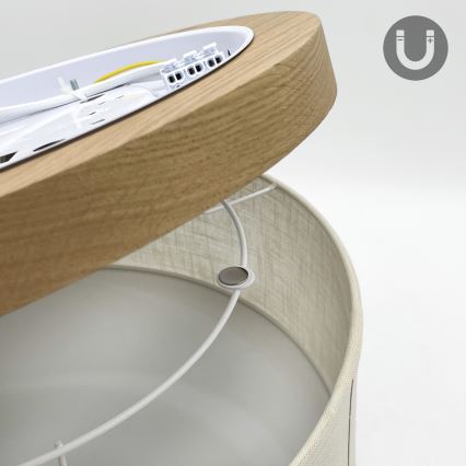 Brilagi - LED Taklampa BELLADONNA 2xE27/15W/230V diameter 40 cm grädde/ek