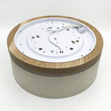 Brilagi - LED Taklampa BELLADONNA 2xE27/15W/230V diameter 40 cm grädde/ek