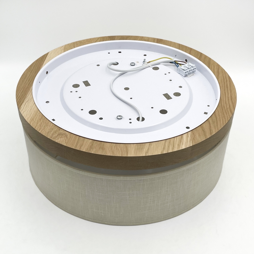 Brilagi - LED Taklampa BELLADONNA 2xE27/15W/230V diameter 40 cm grädde/ek