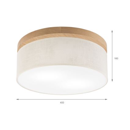Brilagi - LED Taklampa BELLADONNA 2xE27/15W/230V diameter 40 cm grädde/ek