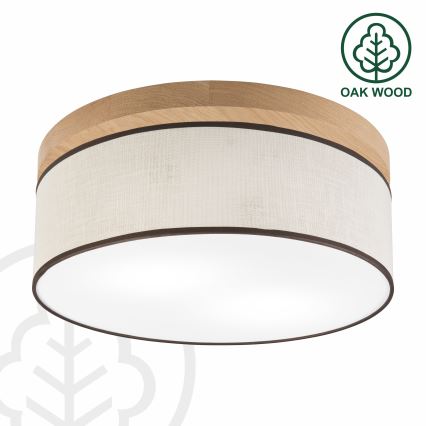Brilagi - LED Taklampa BELLADONNA 2xE27/15W/230V diameter 40 cm grädde/ek