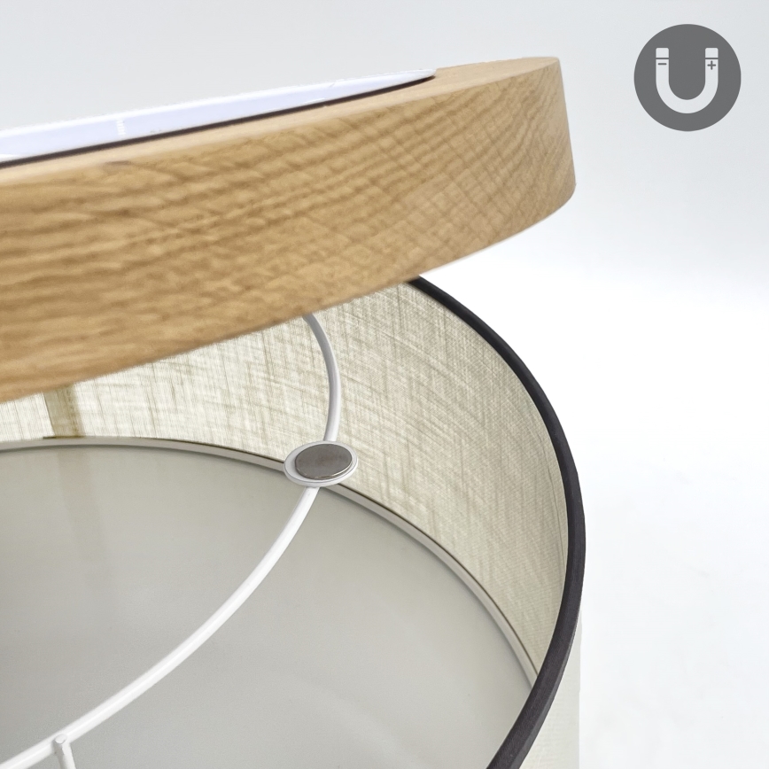 Brilagi - LED Taklampa BELLADONNA 2xE27/15W/230V diameter 40 cm grädde/ek