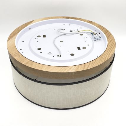 Brilagi - LED Taklampa BELLADONNA 2xE27/15W/230V diameter 40 cm grädde/ek