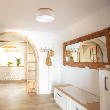 Brilagi - LED Taklampa BELLADONNA 2xE27/15W/230V Ø 40 cm beige/ek