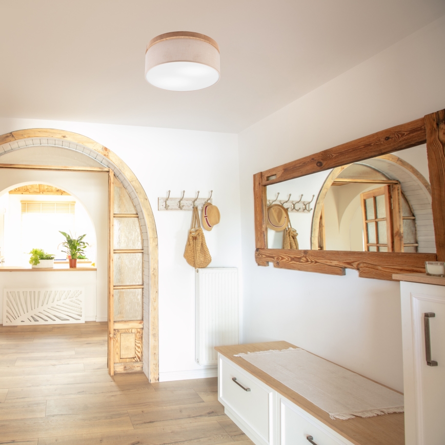 Brilagi - LED Taklampa BELLADONNA 2xE27/15W/230V Ø 40 cm beige/ek