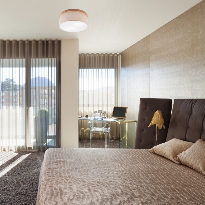 Brilagi - LED Taklampa BELLADONNA 2xE27/15W/230V Ø 40 cm beige/ek