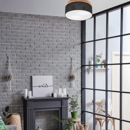 Brilagi - LED Taklampa BELLADONNA 2xE27/15W/230V Ø 40 cm svart/ek