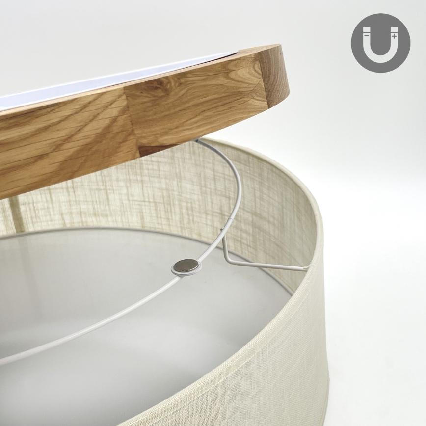 Brilagi - LED Taklampa BELLADONNA 3xE27/15W/230V diameter 50 cm grädde/ek