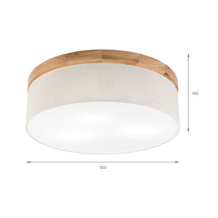 Brilagi - LED Taklampa BELLADONNA 3xE27/15W/230V diameter 50 cm grädde/ek