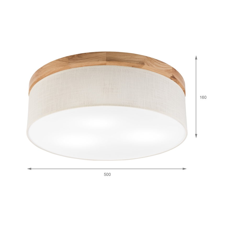 Brilagi - LED Taklampa BELLADONNA 3xE27/15W/230V diameter 50 cm grädde/ek