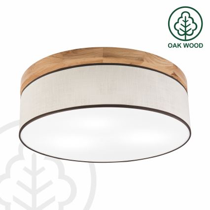 Brilagi - LED Taklampa BELLADONNA 3xE27/15W/230V diameter 50 cm grädde/ek