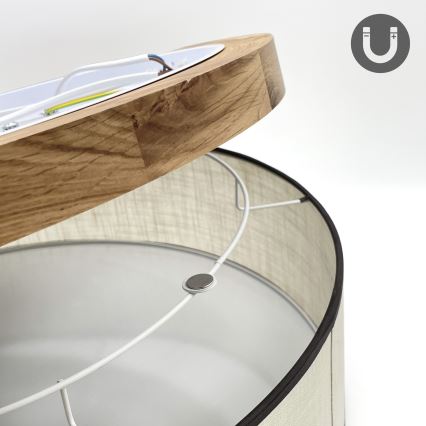 Brilagi - LED Taklampa BELLADONNA 3xE27/15W/230V diameter 50 cm grädde/ek