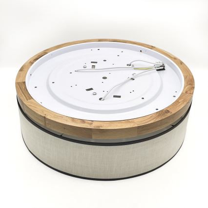 Brilagi - LED Taklampa BELLADONNA 3xE27/15W/230V diameter 50 cm grädde/ek