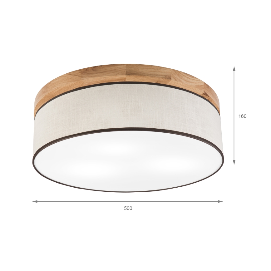 Brilagi - LED Taklampa BELLADONNA 3xE27/15W/230V diameter 50 cm grädde/ek