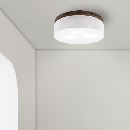 BRILAGI - LED-taklampa BELLADONNA 3xE27/15W/230V Ø 50 cm vit/ek-valnöt
