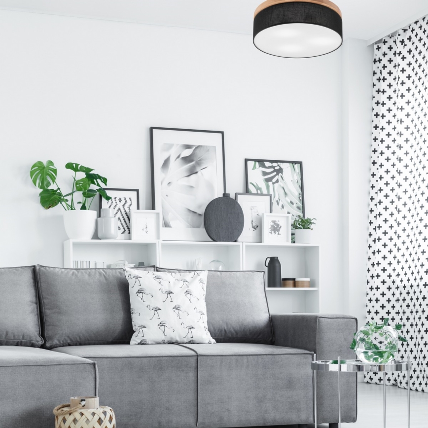 Brilagi - LED Taklampa BELLADONNA 3xE27/15W/230V Ø 50 cm svart/ek